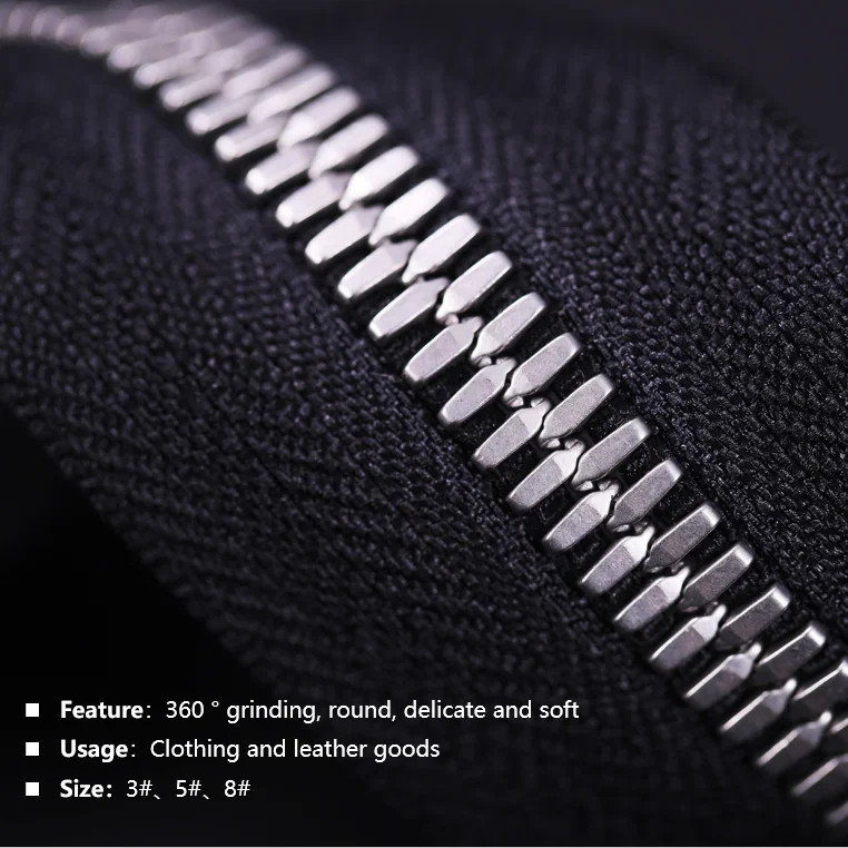 Wholesale #3 #5 #7 #8 #10 bag cremallera fermuar metallic zipper Custom logo zip metal jacket zipper