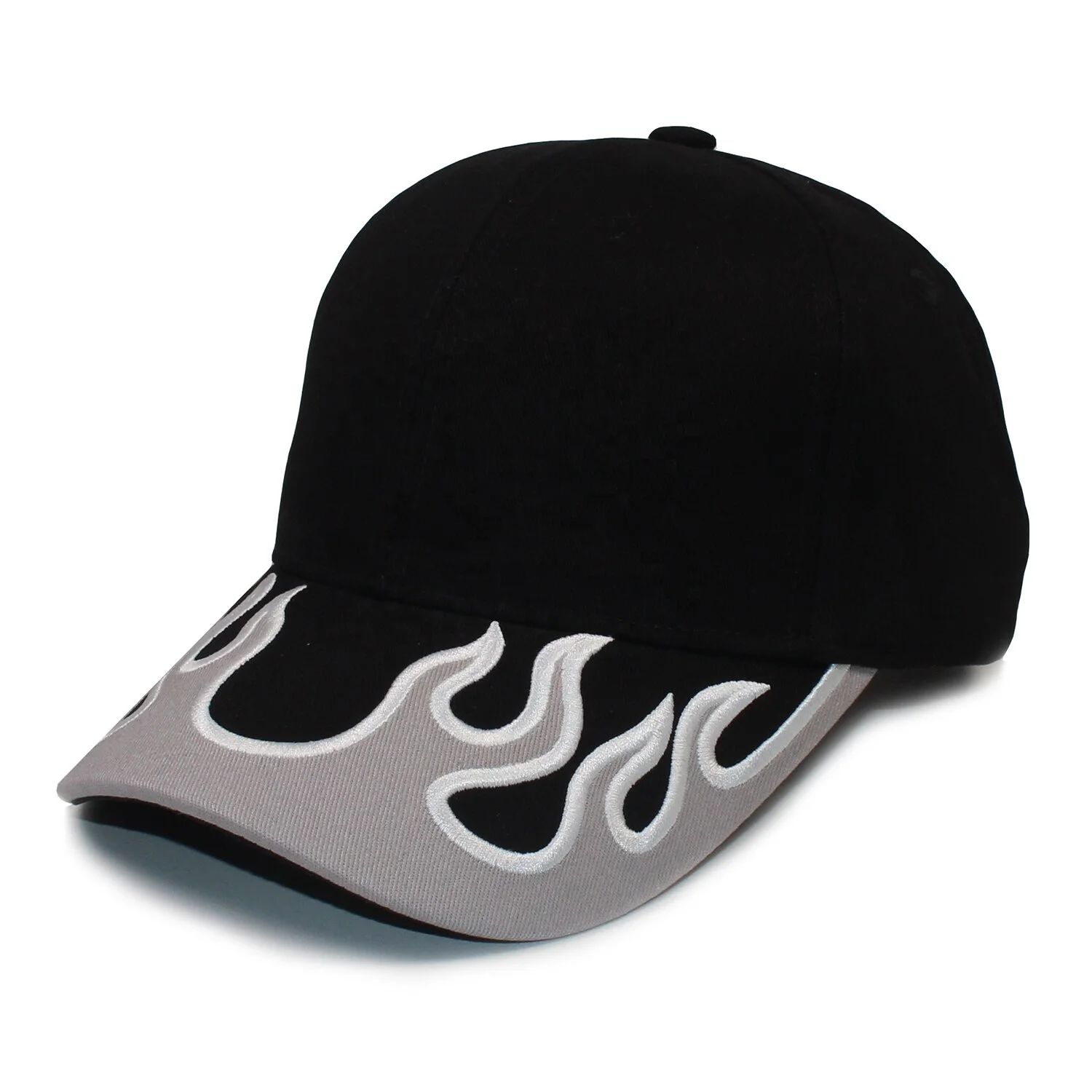 Wholesale Custom Logo Structured Cotton Baseball Cap Flame Design 6 Panel Embroidery Gorras Sports Dad Hat