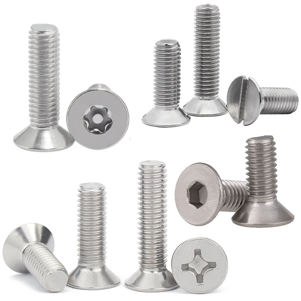 Chinese factories wholesale fasteners m4 304 stainless steel anti-theft flat countersunk head bolt screw