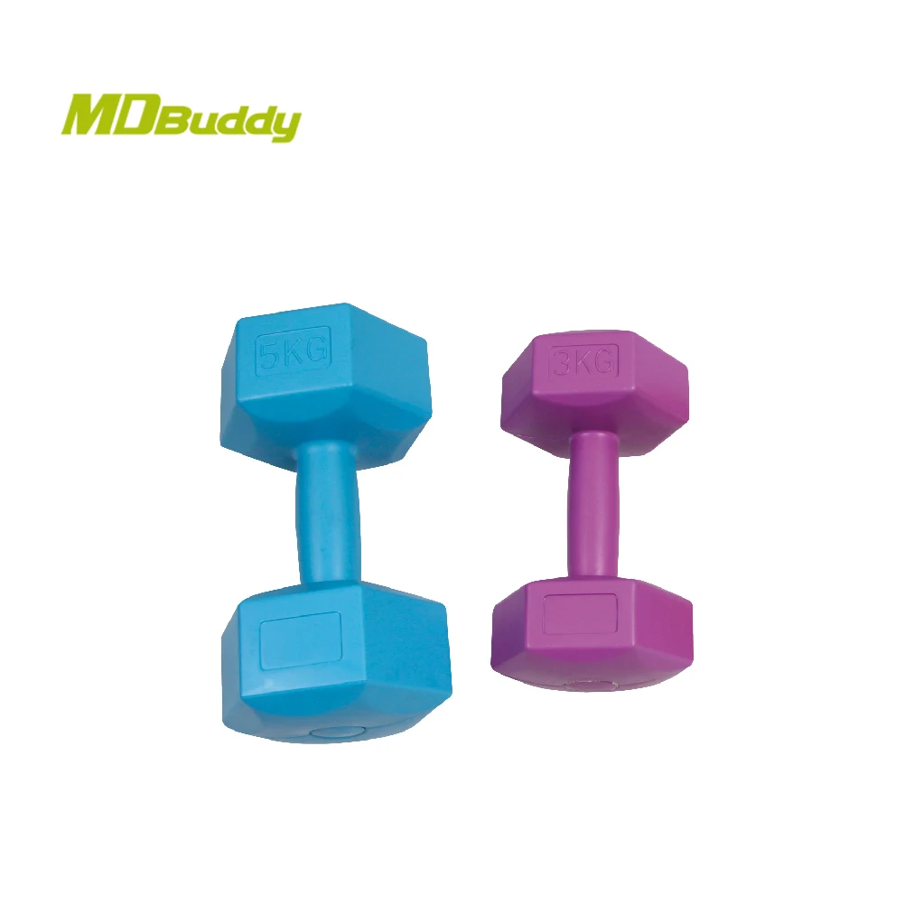 MDBuddy Competitive Plastic Sand Inside Hex Cement Dumbbells