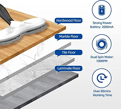 Electric Mop for Floor Cleaning, As Seen On TV, Cordless Spin Mopper Motorised Mops for Hardwood Tile Laminate Floor Daily Light