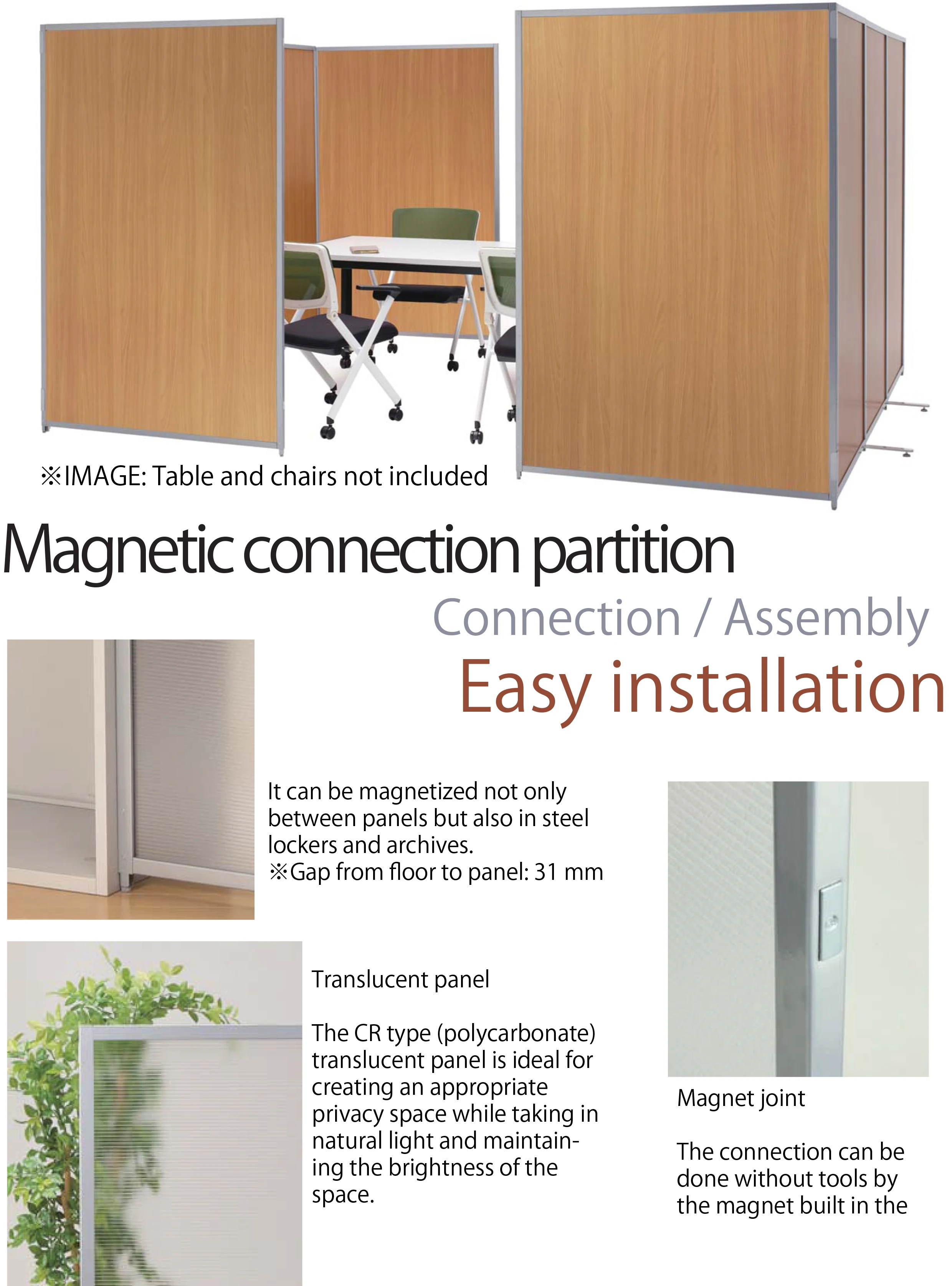 Fence panale office screen dividers partition wall magnetic connection with stands work booth study room