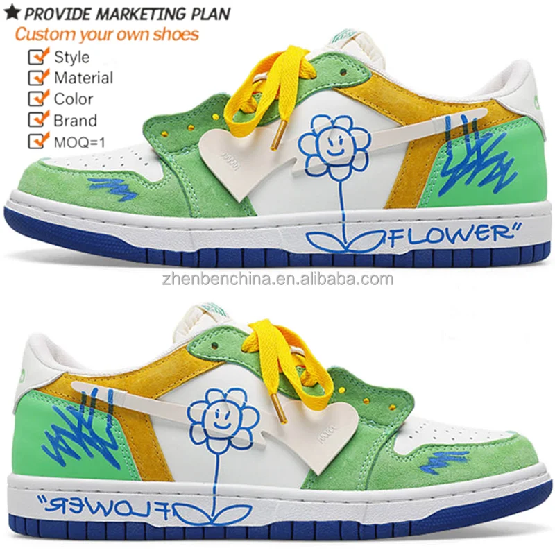 Designer Custom Logo Low Cut Manufacturer Printed Original Retro Shoes Women Men Casual Sneakers Graffiti Walking Style Shoes