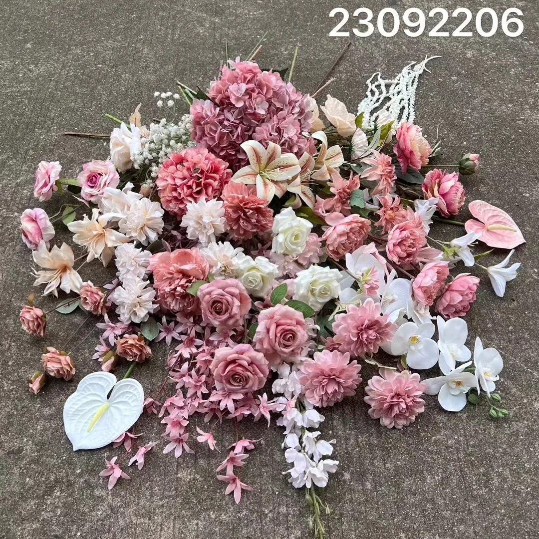New Bean Paste Pink Wedding Flower Simulation Soft Decoration Fake Flower for Wall Wholesale Dirty Pink Meat Wedding Road Lead