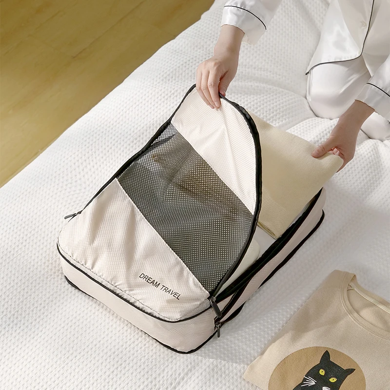 Wholesale Customized High Quality Clothes Compression Bag 6 Psc Set Travel Foldable Packing Cubes