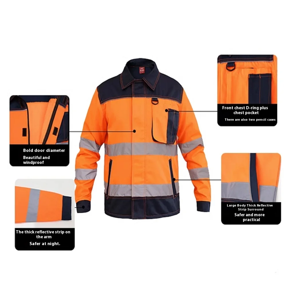 OEM Safety Construction Suit Manufacturer Cotton Work Fire Retardant Clothing Industry Workwear hi vis Jackets and Trousers