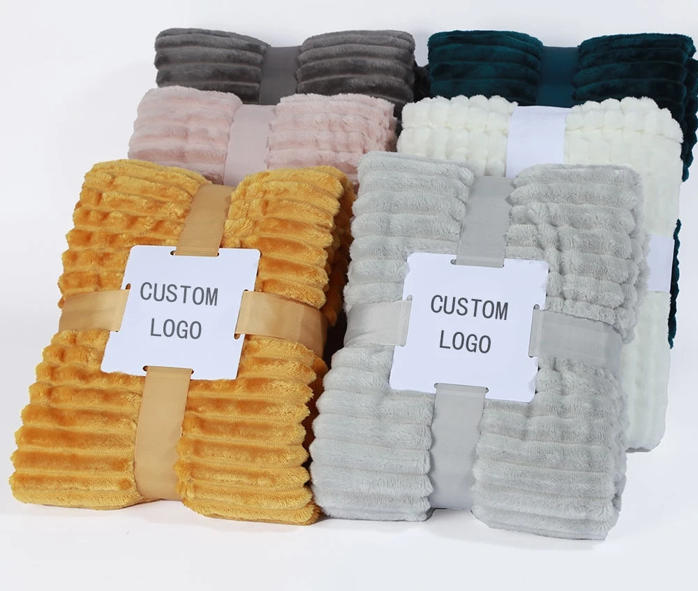 Супермягкое окрашенное Фланелевое флисовое современное однотонное дизайнерское одеяло из 100 полиэстера в полоску плюшевое Детское покрывало для дивана