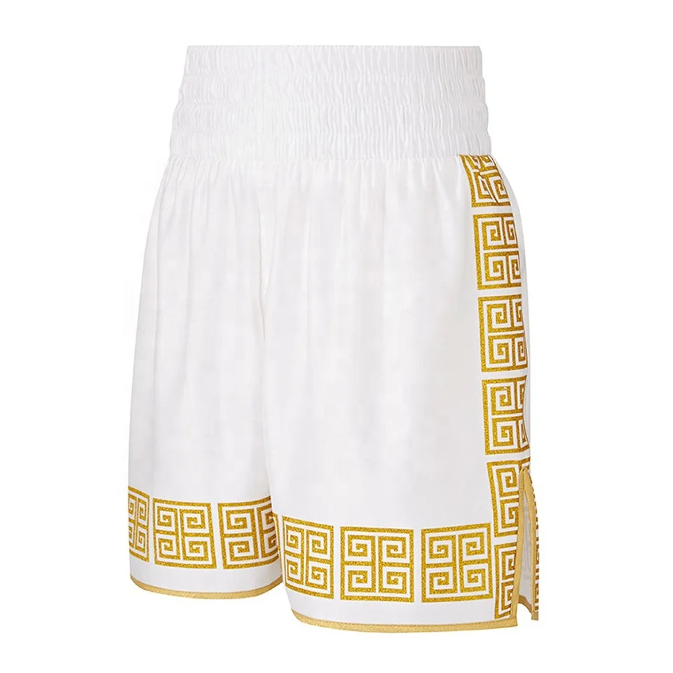 Gold black and white summer beach mma training muay thai wickedi kick pakistan boxing shorts