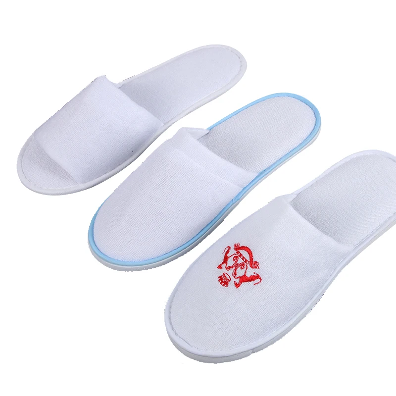Factory Wholesale Price Custom Logo Indoor Bathroom Sandals Nap Cloth Adult White Bathroom Hotel Disposable Slippers