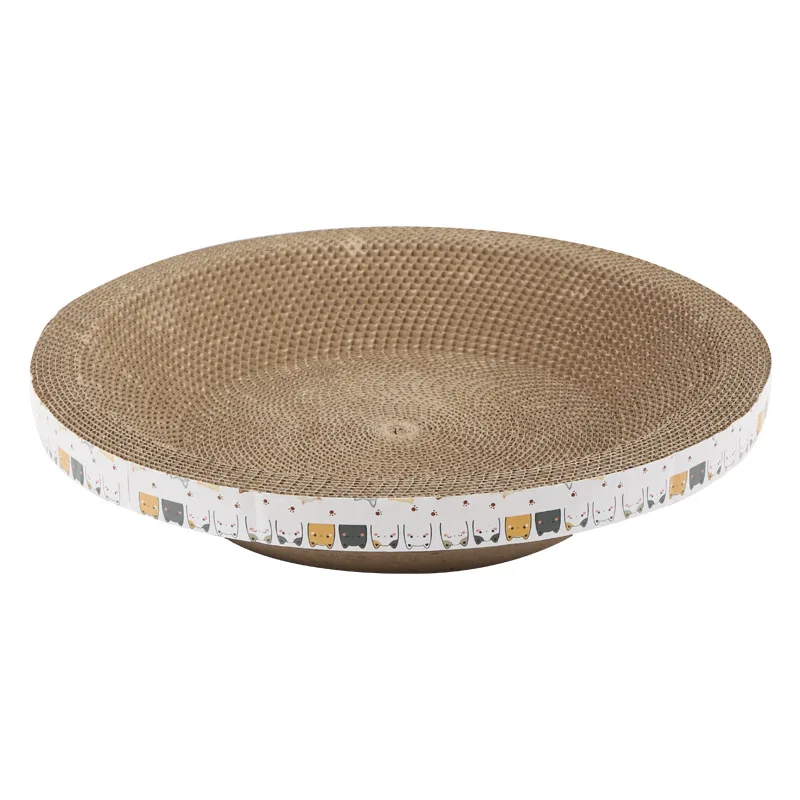 BunnyHi MZB002 Pet Supplies Round Corrugated Bowl Toys Interactive Scratching Board Cat Scratcher For Furniture Protection