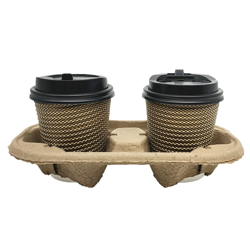 
Paper Pulp Universal Coffee Milkshake Drinks 2 Cups Disposable Cup Holder 