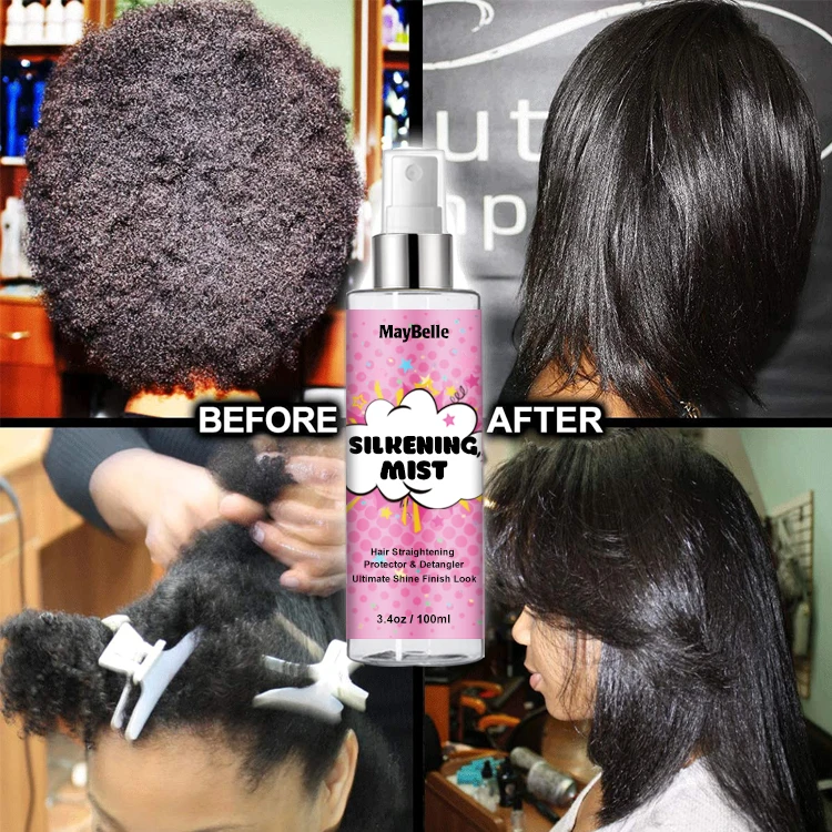 Private Label Scented Oil Based Silkening Mist Spray With Heat Protectant Weightless Hair Shine Spray