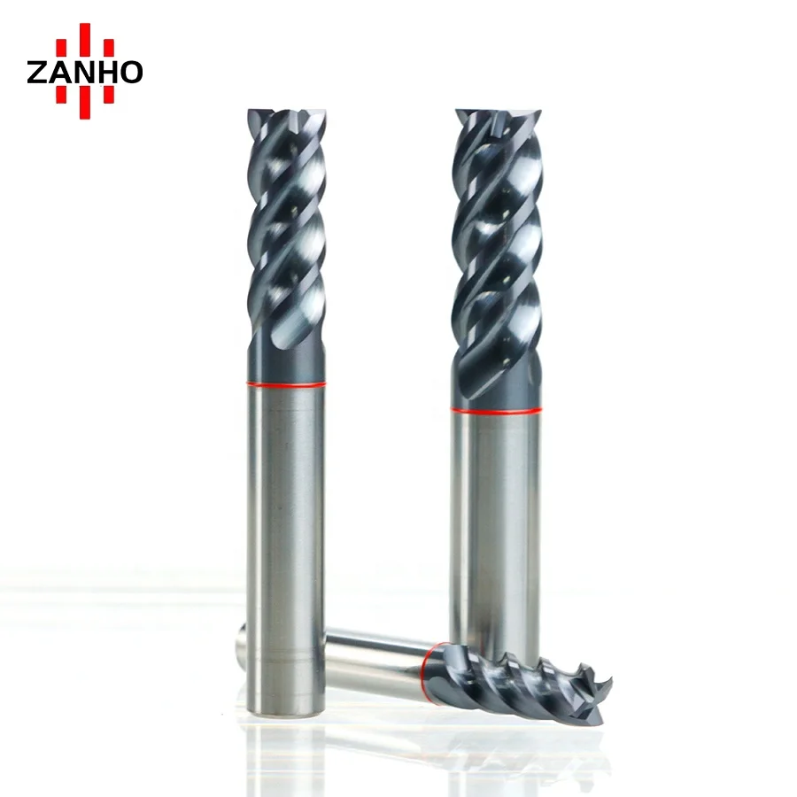 ZANHO Solid Carbide 4 Flutes Flat Tungsten Steel End Mills Cutters KNA750 for general applications