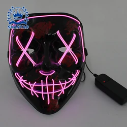Wholesale halloween 2022 horror party scary led flashing light mask cosplay party decorations Halloween party mask
