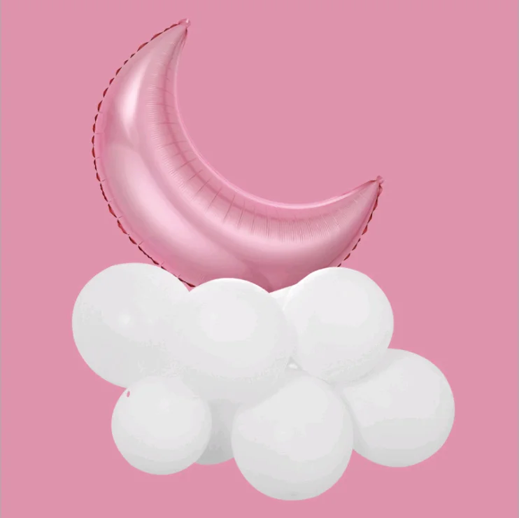 Custom 28 inch moon shape foil balloons birthday party decoration atmosphere balloon star shape thin version of the moon