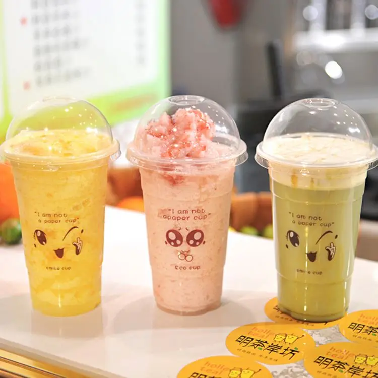 12 Ounce Biodegradable Eco Cup Disposable Pet Bobba Cups for Cola Pp Plastic Carton Transparent Drink Cups & Saucers Mw12oz-85-f