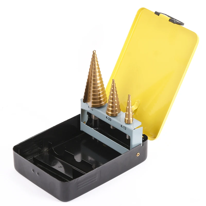 Online Shop Hot Sale  Three piece set of step drills in iron box for Iron sheet