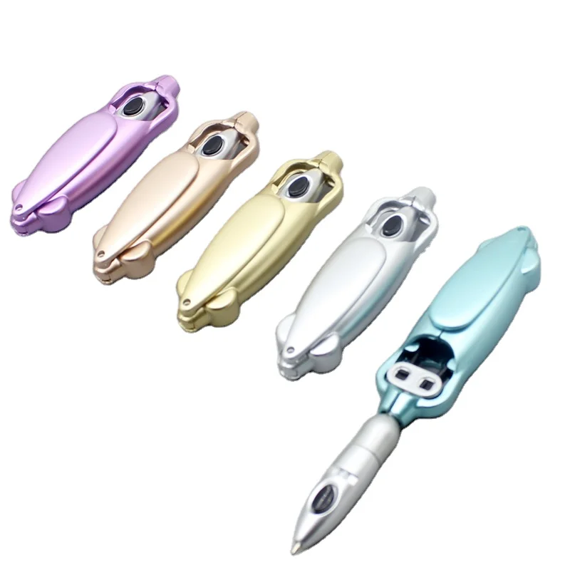 Wholesale Silver Metamorphic Robotics Ballpoint Pen Press and Bounce Deformation Frog Toy Pens Promotion Black Ink Pens 1.0mm