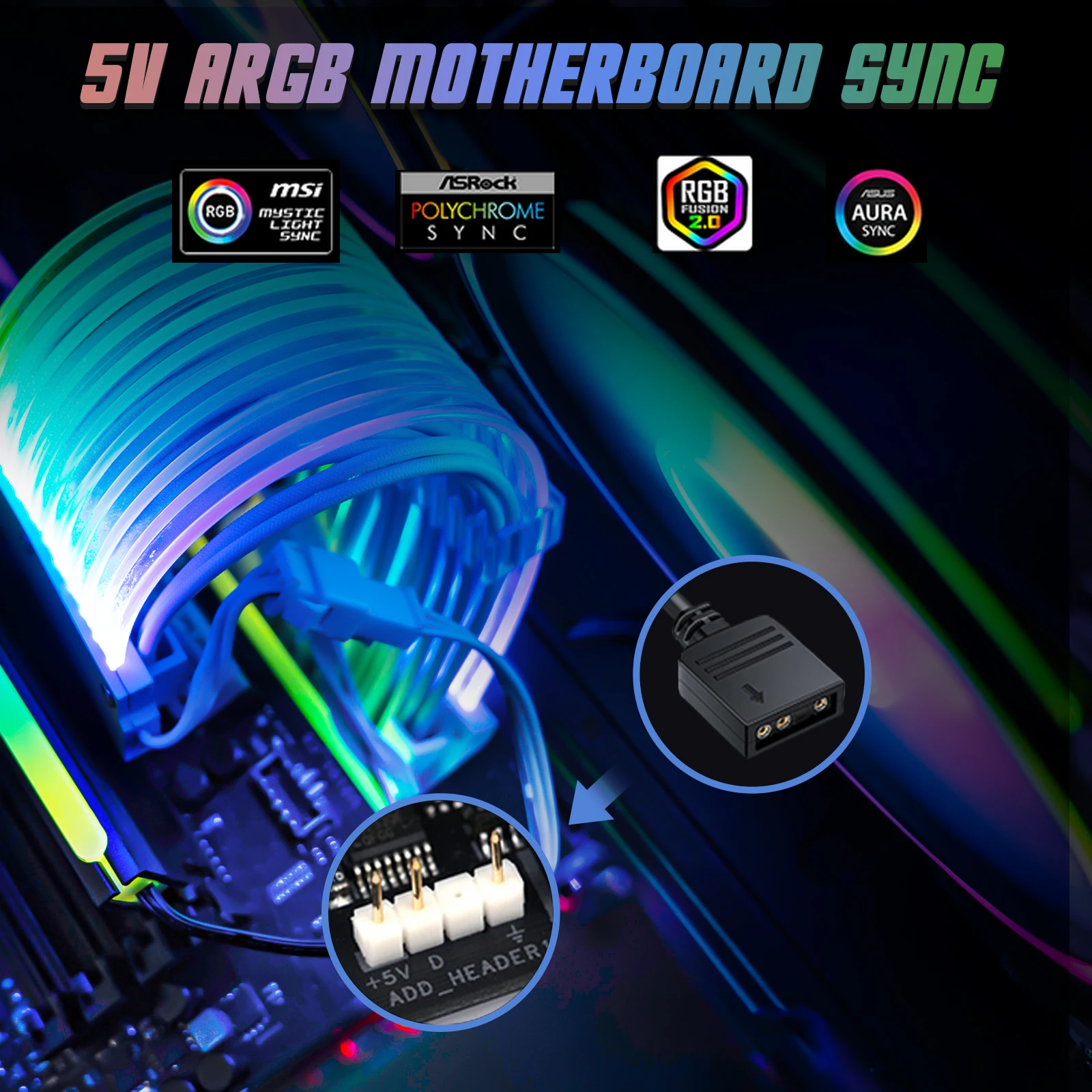 5V 3Pin Synchronized 18AWG RGB PC Cables 24 pin rgb extend cable pc