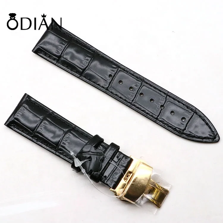 Cowhide leather embossed crocodile pattern Watchband Luxury Men Women straps