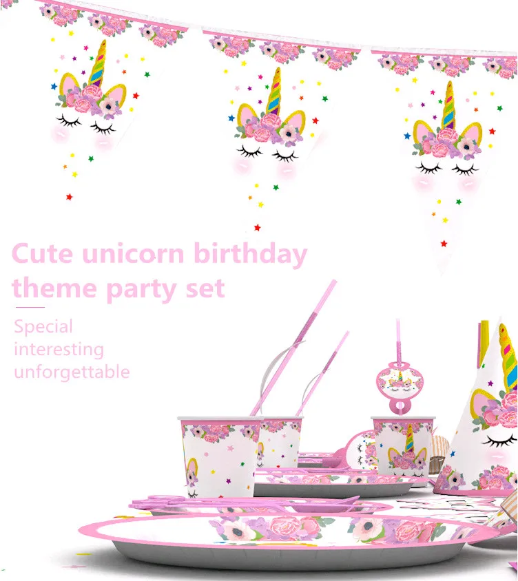 Manufacturer Amazon New Pink Unicorn Birthday Party Supplies Dress Up Set Party Event Decoration
