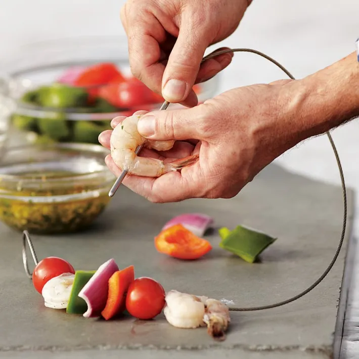 BBQ Skewers for Grilling Cable Skewers Stainless Steel Kabob Skewers set of 2