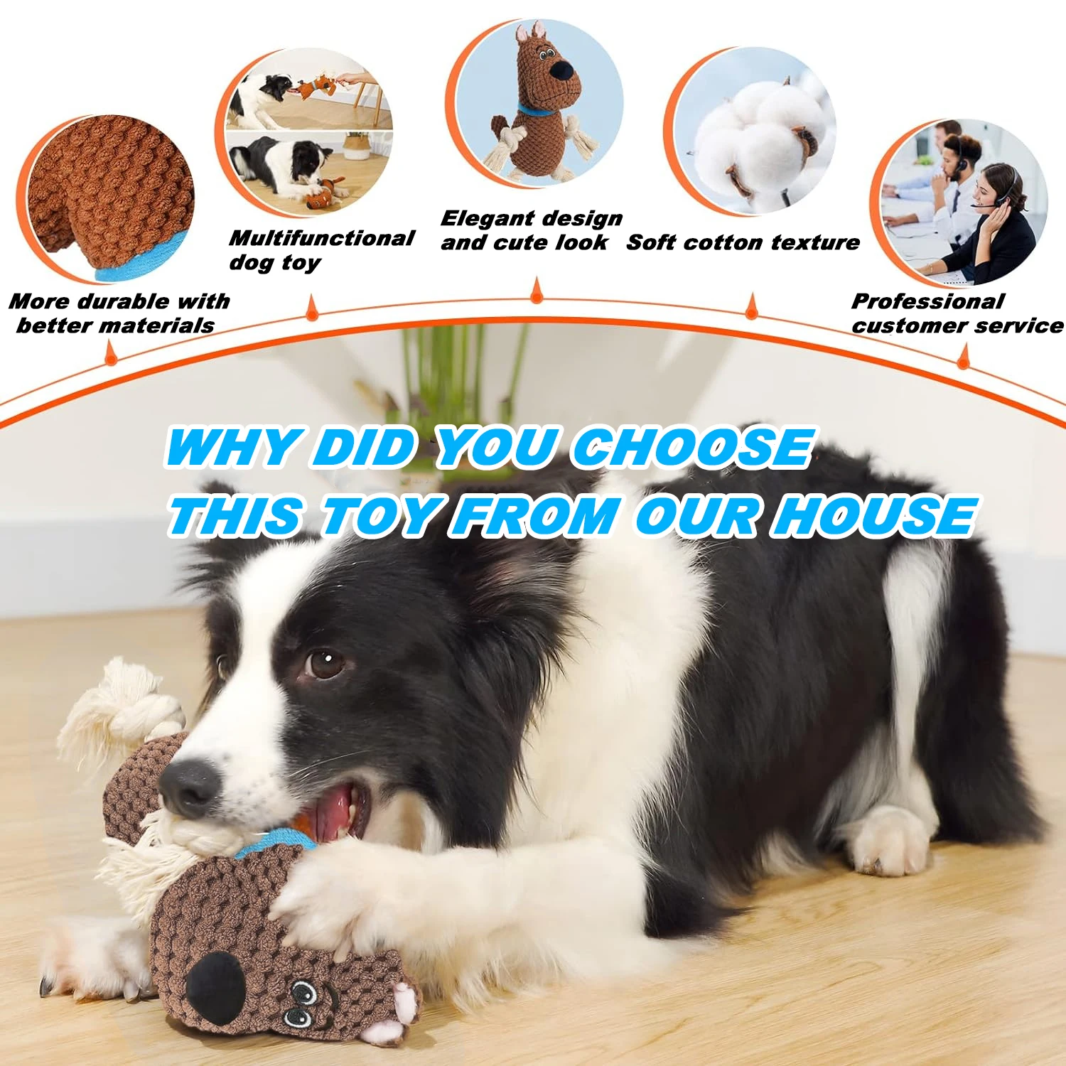 Wholesale Manufacturer Plush Squeaky Chew Pet Rope Indestructible Dog Pet Squeak Toys