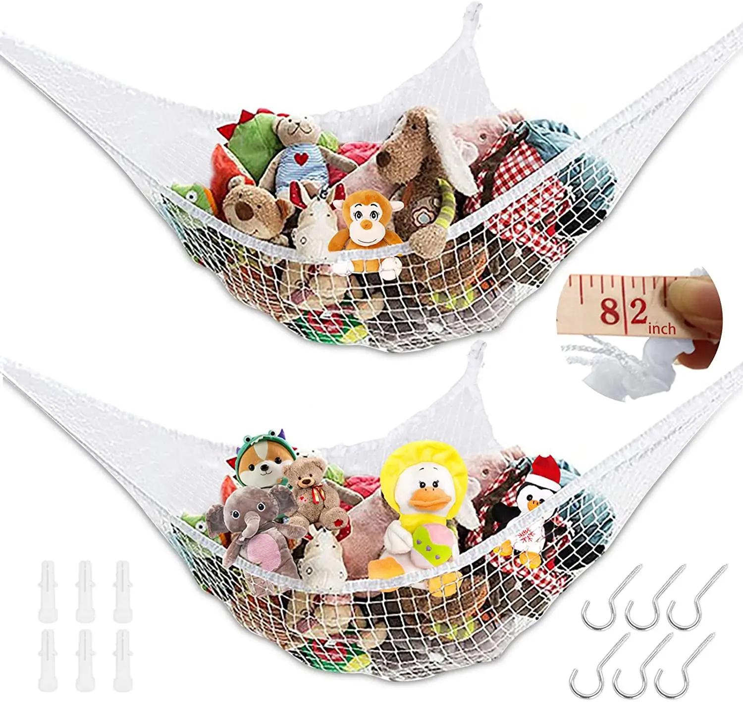 Stuffed Animal Net Strong Toy Hammock for Stuffed Animals Organizer Storage Large Toy Net Hammock with Hooks