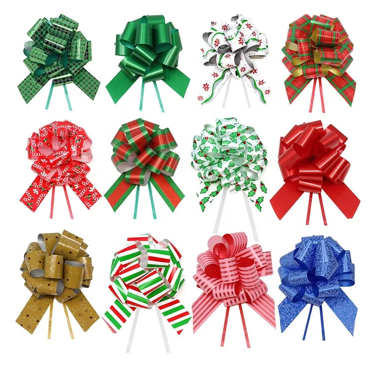 Manufacturer Decoration Car Christmas Flower Gift Custom Printed Butterfly Organza Pull String Bow Ribbon