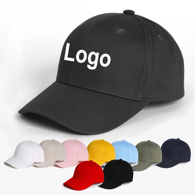 Wholesale Outdoor Adjustable Fitted Plain Sports 6 Panel Black Blank Custom Logo Embroidery Cotton Baseball Cap Hat
