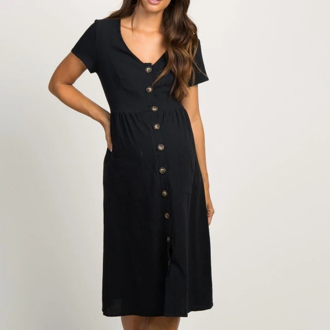 Solid Plus Size Wholesale Photo Shoot Maternity Work Fitness Clothes Party Simple Dress For Women Coldker