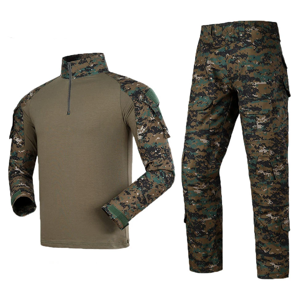 G3 Tactical Clothes Uniform Camouflage CS Training Suit Breathable Rip Stop Frog Suit Clothes with Knee Pads