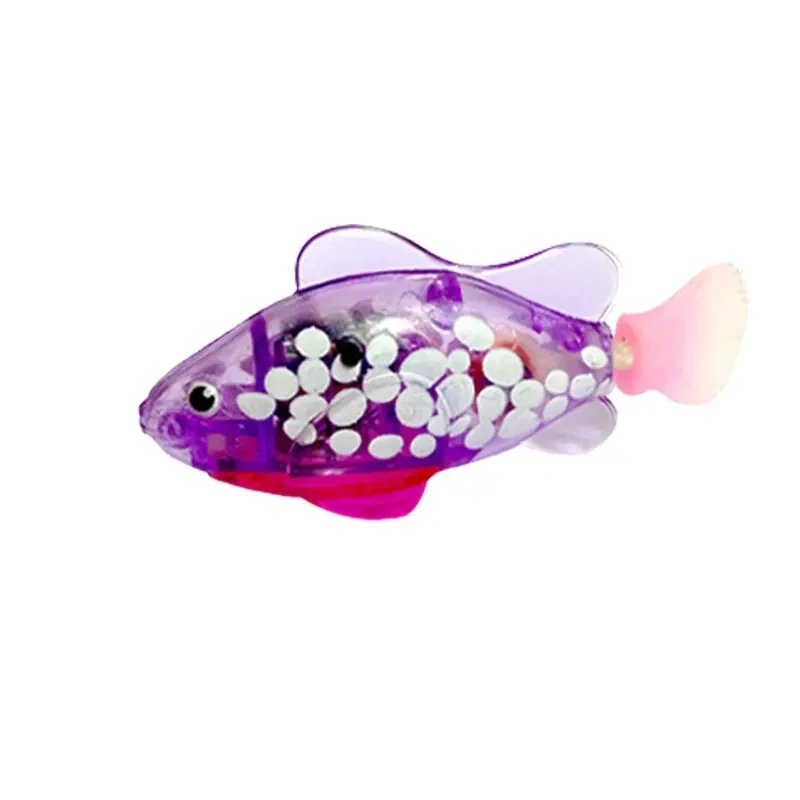 Funny LED Light Electric Cat Toy Interactive Swimming Robot Fish Design Made of Durable Plastic Material for Cat Play