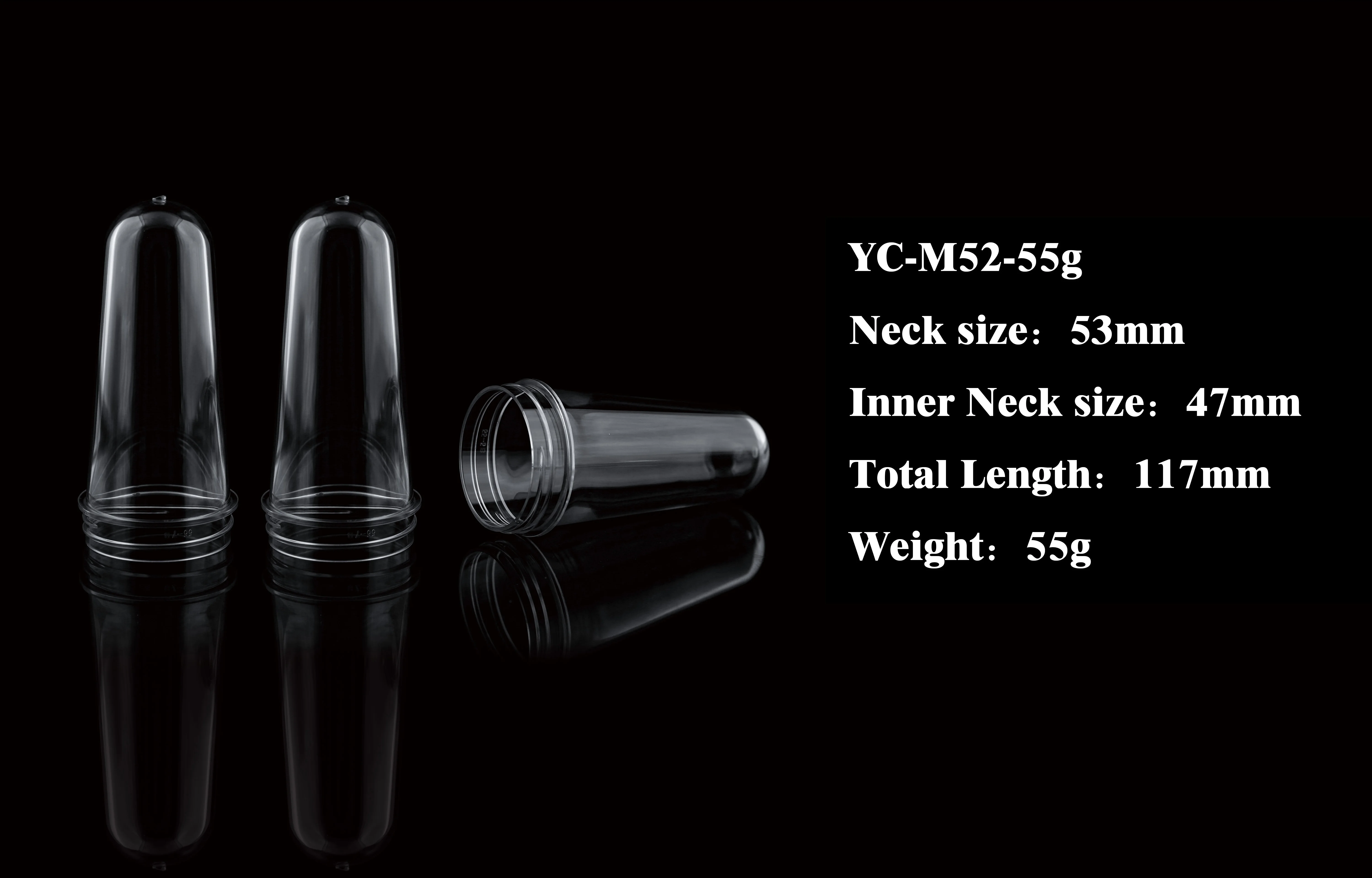 52MM 55G Wide Mouth Neck For Cosmetic Bottle Jar Pet Preform