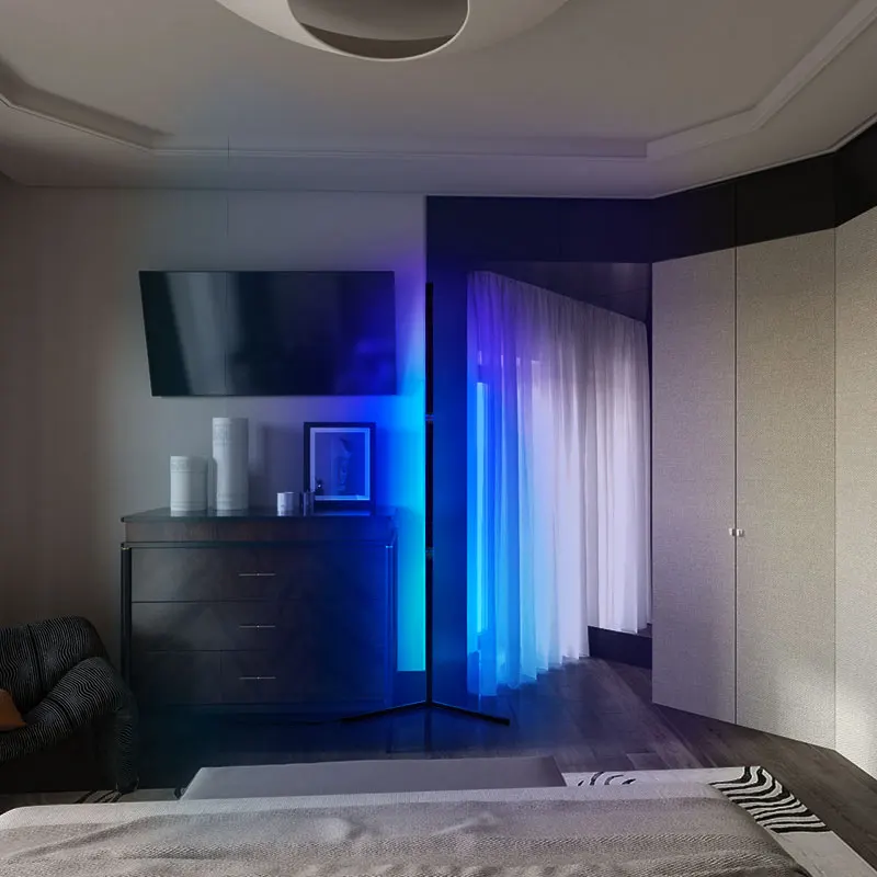Live Broadcast  Remote Control RGB+W White Magic Color Changing RGB Corner Smart Floor Lamp LED