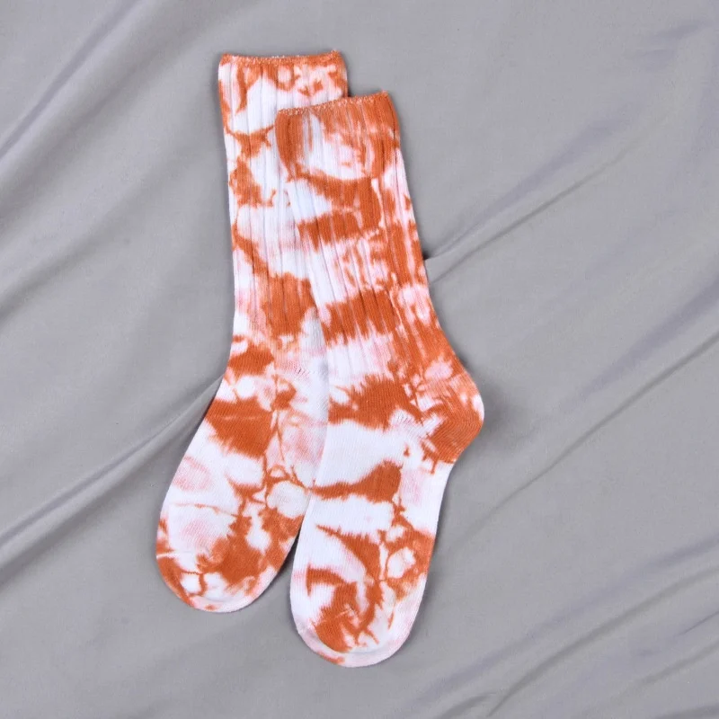 Wholesale Fashion Dip Dye Colorful Casual Cotton Crew Athletic Custom Oem Unisex Elastic Sport Tie Dye Socks