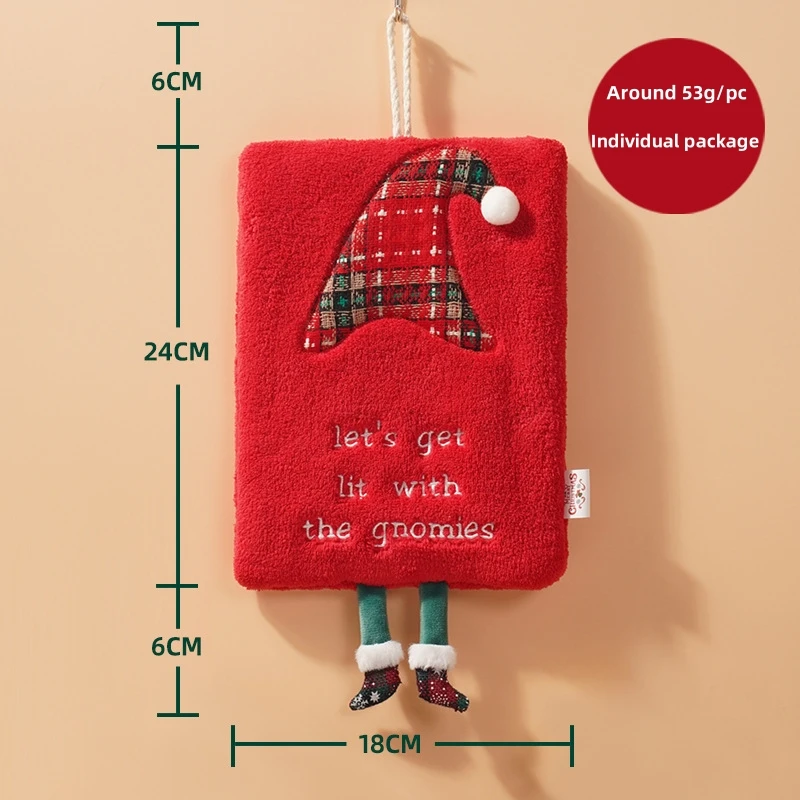 Kitchen Christmas Tree Snowman Elk Hand Towels Bathroom Absorbent Hanging Towels