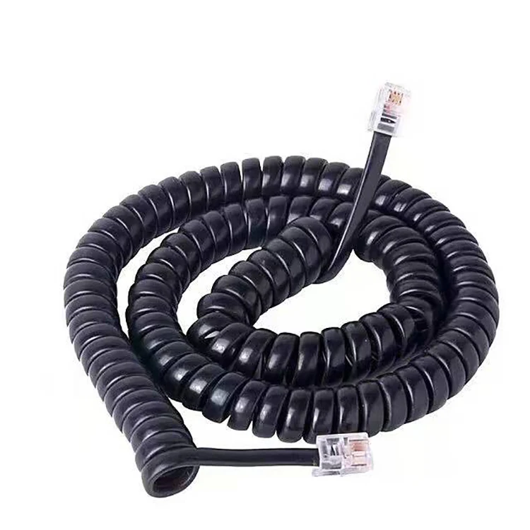 RJ22 RJ9 4P4C Male to Male Spring Retractable Coiled Cable