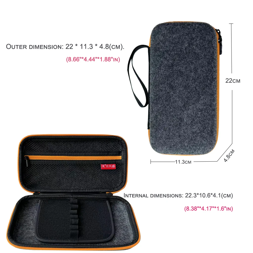 Customized felt pencil case/stationery box orange hard zipper box for school boys and girls