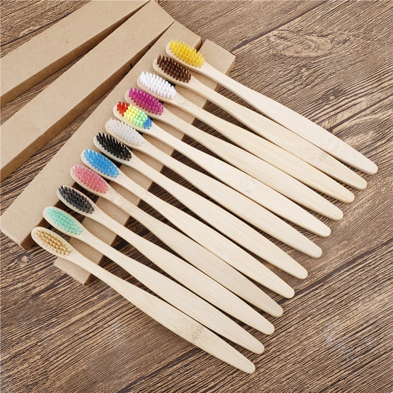 10pcs pack set reusable bamboo toothbrush custom Biodegradable toothbrush