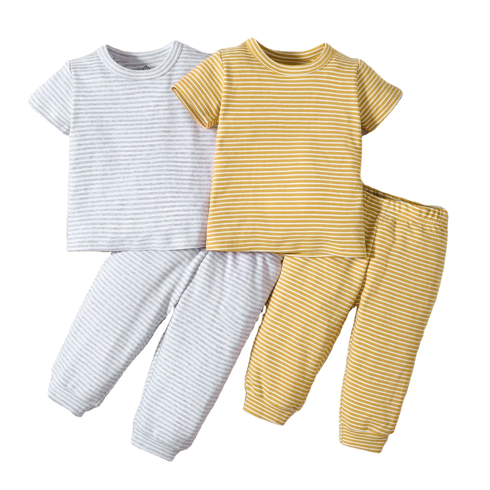 Buy Direct From China Manufacturer baby outfits   100% cotton summer short sleeve  Unisex baby pajama sets