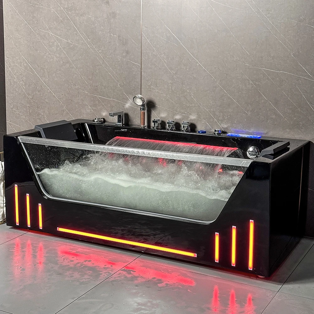 Manufacture custom color whirlpool bathtub whirlppol tub hydrotherophy massage spas tub With Pillow And Waterfalls