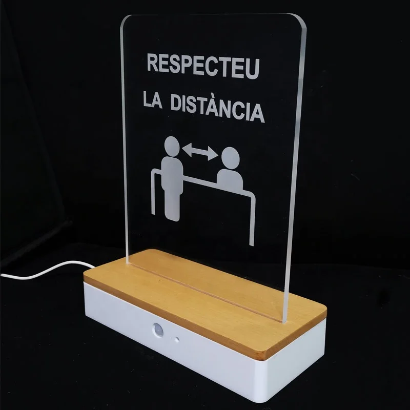 High quality wooden acrylic led lighting sign