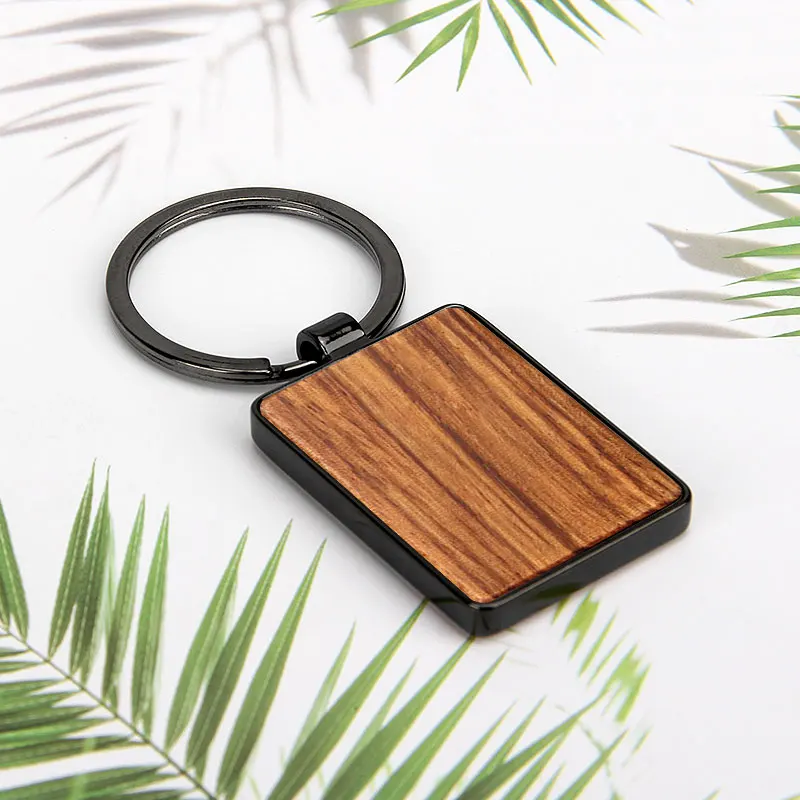 Souvenir Plain Key Ring Holder Keyring Carving Engraved Custom Logo Blank Wood Key Chain Keychain