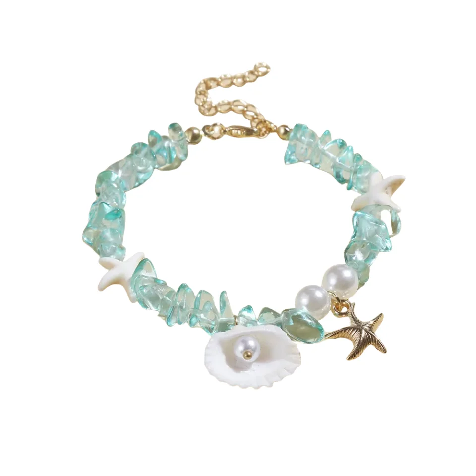 Fashion crushed stone bracelet conch starfish shell bracelet Bohemian hand jewelry wholesale