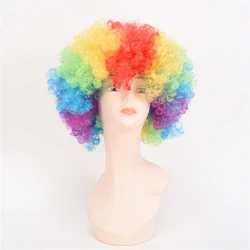 Halloween Fun Afro Wigs Colorful Clown Afro Wigs Cosplay Men Short Curly Party Wigs