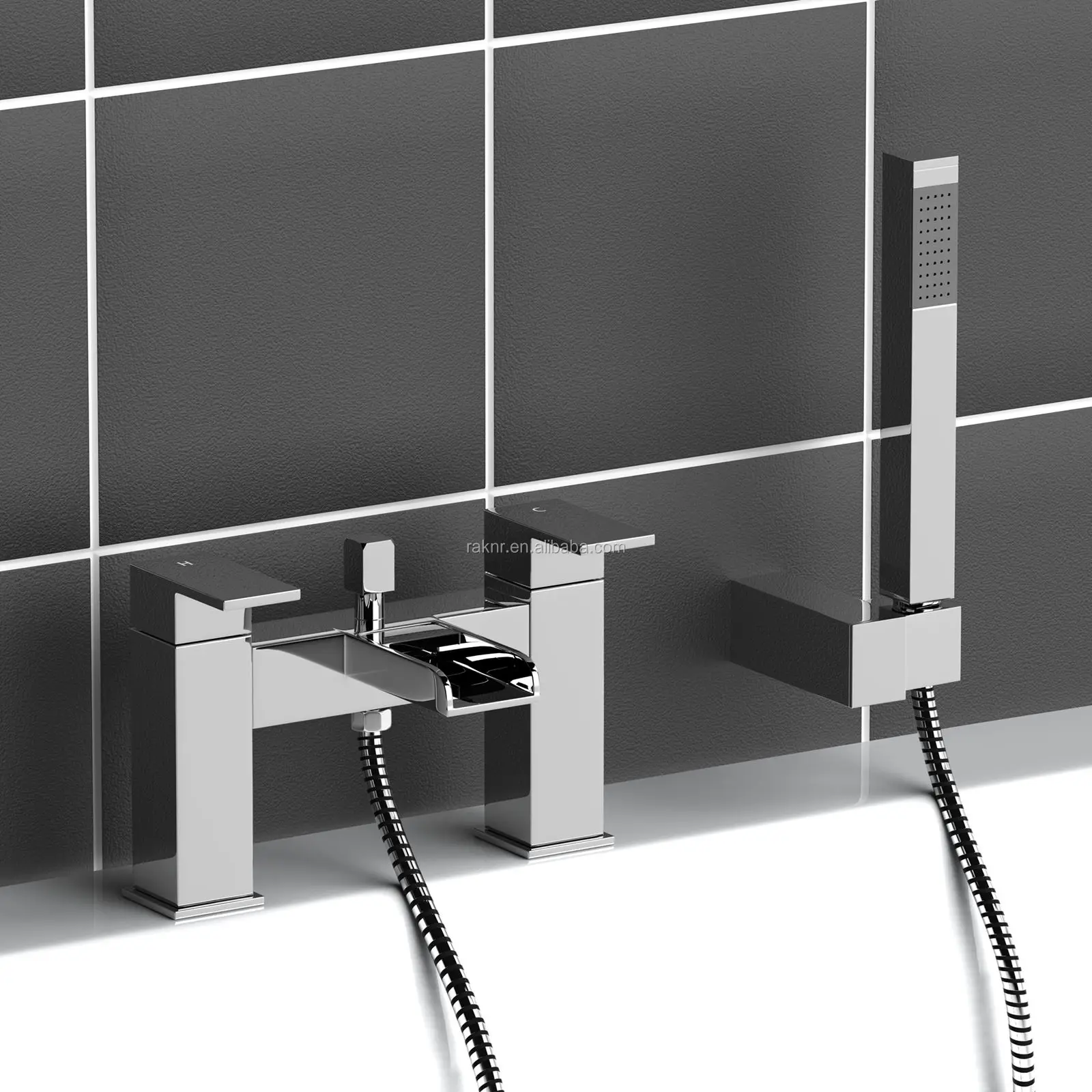 Waterfall Design Bathroom Hot and Cold Mixer Hand Held Bath Shower Combination Taps with Hose