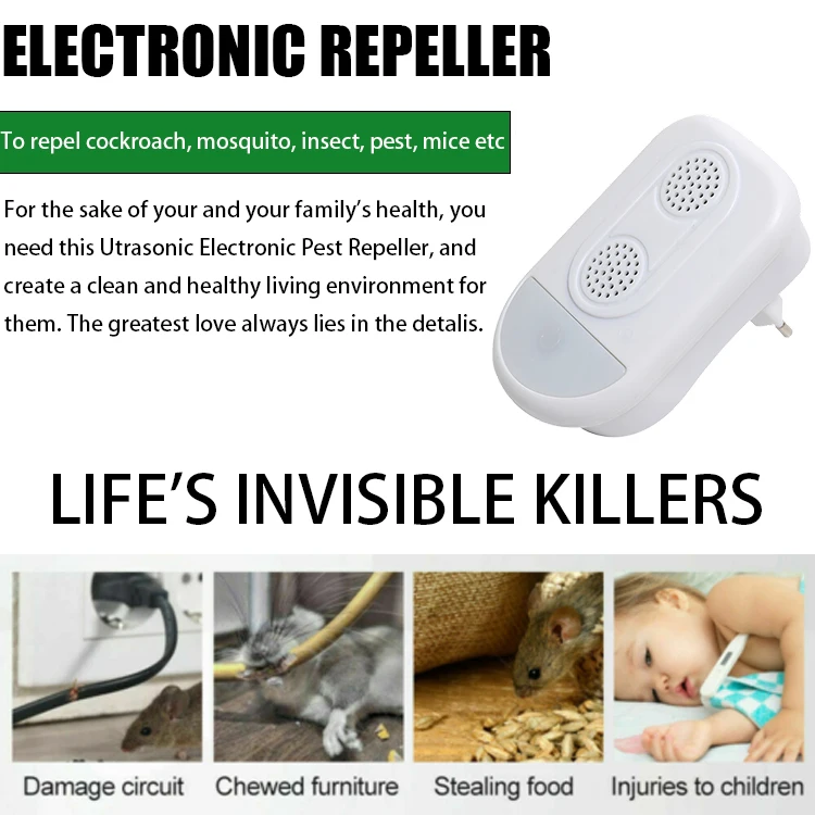 EU US Plug Electronic Ultrasonic Rat Mouse Repellent Rodent Control Anti Mosquito Insect Pest Repeller