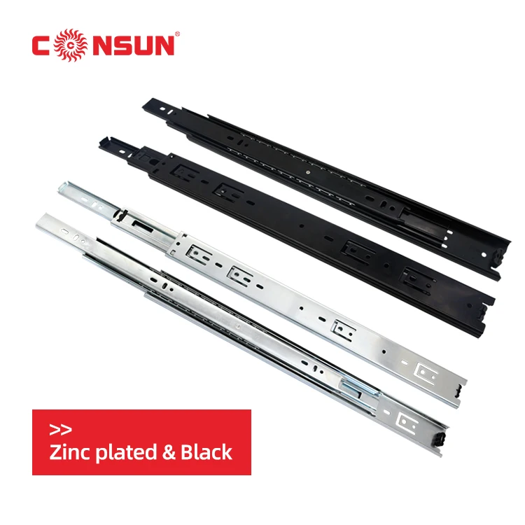 4501 45mm Furniture Hardware Full Extension 3 Fold Slides Kitchen Cabinet Ball Bearing