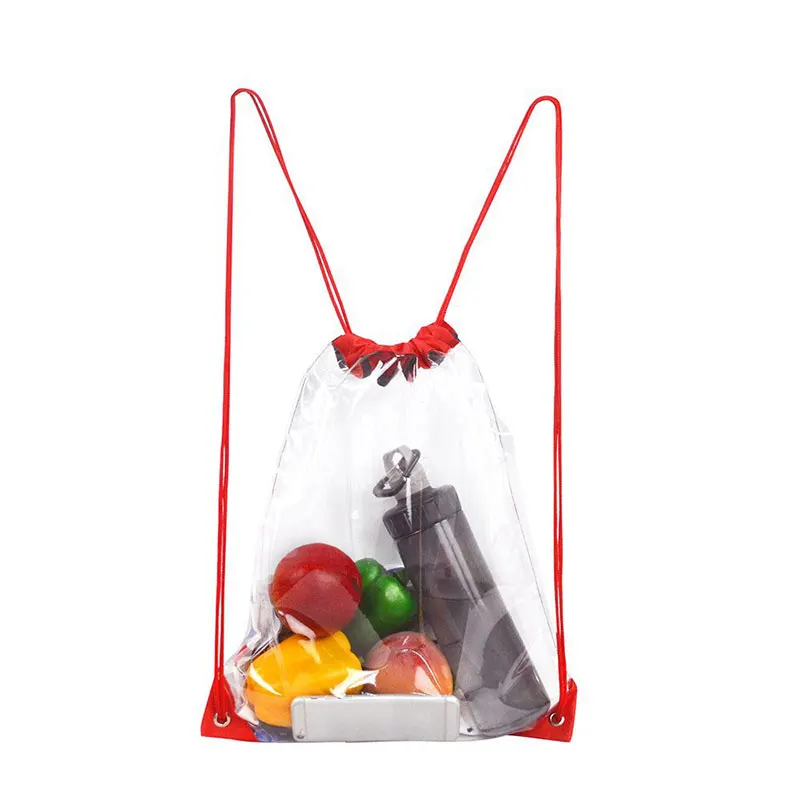 Wholesale Sports Storage Dirty Clothes Clear Drawstring Bags Travel Storage Waterproof Gym Beach Bag Pvc Drawstring Bag